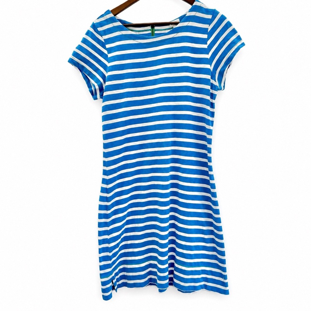 Hatley Blue & White Striped Dress L With Zipper Back Preppy Nautical
